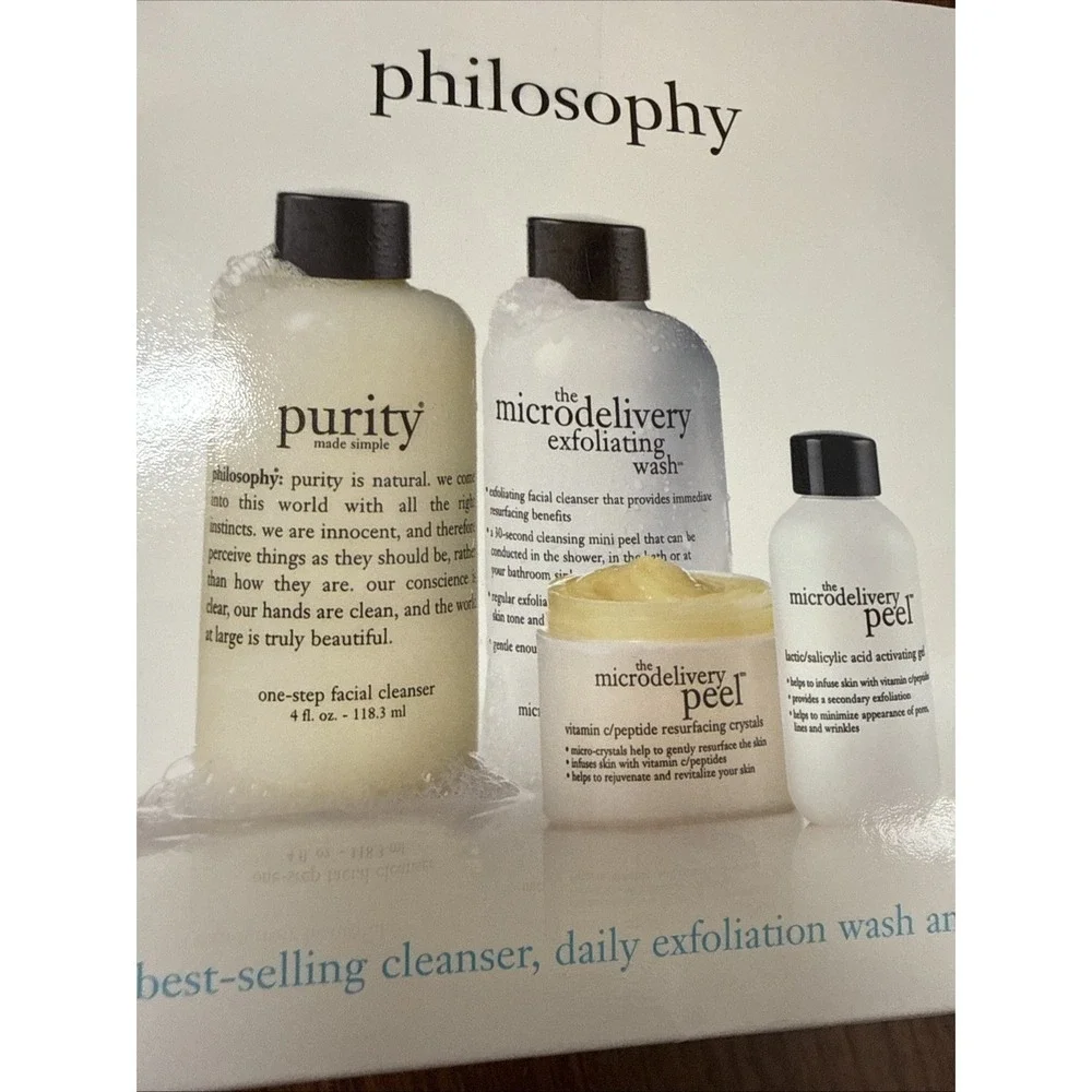Philosophy Micro delivery Gift Set,‎ Cleanser, Exfoliating Wash, Weekly Peel NIB